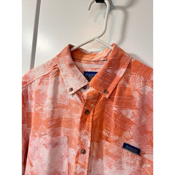 XCaster Outdoor Men's Fish Waves Bealls Button-Down Shirt Orange Size XXL - Picture 3 of 10